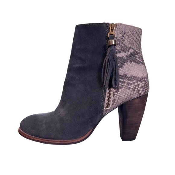 Alpe Shoes - Alpe Women's Suede & Snakeskin Heeled Ankle Boots Size 39 / US 8 Gray Spain